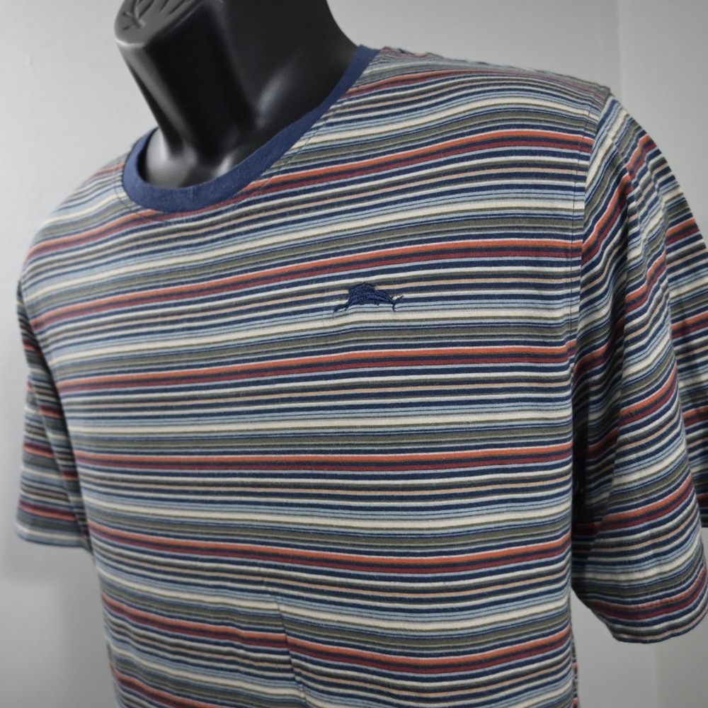 Tommy Bahama Marlin T Shirt Striped Modal Short Sleeve Mens Size Large